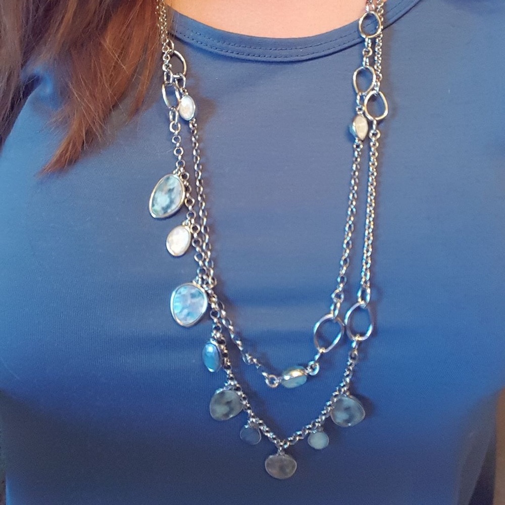 Two row necklace and earrings